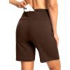 imageWomens Athletic Shorts with Zipper Pocket 7quot High Waisted Stretchy Bermuda Shorts for Women Workout Running CasualEspresso