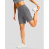 imageWomens Athletic Shorts with Zipper Pocket 7quot High Waisted Stretchy Bermuda Shorts for Women Workout Running CasualGrey
