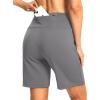 imageWomens Athletic Shorts with Zipper Pocket 7quot High Waisted Stretchy Bermuda Shorts for Women Workout Running CasualGrey