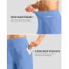 imageWomens Athletic Shorts with Zipper Pocket 7quot High Waisted Stretchy Bermuda Shorts for Women Workout Running CasualHaze Blue