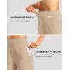 imageWomens Athletic Shorts with Zipper Pocket 7quot High Waisted Stretchy Bermuda Shorts for Women Workout Running CasualKhaki