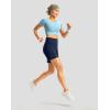 imageWomens Athletic Shorts with Zipper Pocket 7quot High Waisted Stretchy Bermuda Shorts for Women Workout Running CasualNavy