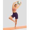 imageWomens Athletic Shorts with Zipper Pocket 7quot High Waisted Stretchy Bermuda Shorts for Women Workout Running CasualPurple
