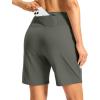 imageWomens Athletic Shorts with Zipper Pocket 7quot High Waisted Stretchy Bermuda Shorts for Women Workout Running CasualSage Green