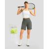 imageWomens Athletic Shorts with Zipper Pocket 7quot High Waisted Stretchy Bermuda Shorts for Women Workout Running CasualSage Green