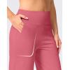 imageWomens Capri Pants with Pockets High Waist Yoga Pants Wide Leg Workout Crop Summer Pants for Casual Travel ExerciseBerry Rose