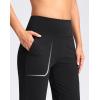 imageWomens Capri Pants with Pockets High Waist Yoga Pants Wide Leg Workout Crop Summer Pants for Casual Travel ExerciseBlack