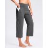 imageWomens Capri Pants with Pockets High Waist Yoga Pants Wide Leg Workout Crop Summer Pants for Casual Travel ExerciseCharcoal