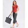 imageWomens Capri Pants with Pockets High Waist Yoga Pants Wide Leg Workout Crop Summer Pants for Casual Travel ExerciseCharcoal