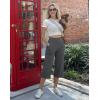imageWomens Capri Pants with Pockets High Waist Yoga Pants Wide Leg Workout Crop Summer Pants for Casual Travel ExerciseCharcoal
