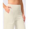 imageWomens Capri Pants with Pockets High Waist Yoga Pants Wide Leg Workout Crop Summer Pants for Casual Travel ExerciseCreamy