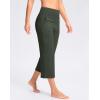 imageWomens Capri Pants with Pockets High Waist Yoga Pants Wide Leg Workout Crop Summer Pants for Casual Travel ExerciseDark Green