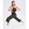 imageWomens Capri Pants with Pockets High Waist Yoga Pants Wide Leg Workout Crop Summer Pants for Casual Travel ExerciseDark Green