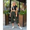 imageWomens Capri Pants with Pockets High Waist Yoga Pants Wide Leg Workout Crop Summer Pants for Casual Travel ExerciseDark Green