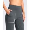 imageWomens Capri Pants with Pockets High Waist Yoga Pants Wide Leg Workout Crop Summer Pants for Casual Travel ExerciseDark Grey