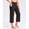 imageWomens Capri Pants with Pockets High Waist Yoga Pants Wide Leg Workout Crop Summer Pants for Casual Travel ExerciseFudge Coffee