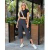 imageWomens Capri Pants with Pockets High Waist Yoga Pants Wide Leg Workout Crop Summer Pants for Casual Travel ExerciseGrey Blue