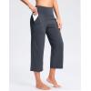 imageWomens Capri Pants with Pockets High Waist Yoga Pants Wide Leg Workout Crop Summer Pants for Casual Travel ExerciseGrey Blue