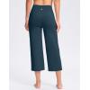 imageWomens Capri Pants with Pockets High Waist Yoga Pants Wide Leg Workout Crop Summer Pants for Casual Travel ExerciseIndigo