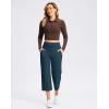 imageWomens Capri Pants with Pockets High Waist Yoga Pants Wide Leg Workout Crop Summer Pants for Casual Travel ExerciseIndigo