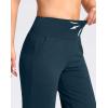 imageWomens Capri Pants with Pockets High Waist Yoga Pants Wide Leg Workout Crop Summer Pants for Casual Travel ExerciseIndigo