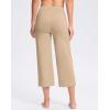 imageWomens Capri Pants with Pockets High Waist Yoga Pants Wide Leg Workout Crop Summer Pants for Casual Travel ExerciseKhaki