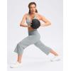 imageWomens Capri Pants with Pockets High Waist Yoga Pants Wide Leg Workout Crop Summer Pants for Casual Travel ExerciseLight Grey