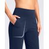 imageWomens Capri Pants with Pockets High Waist Yoga Pants Wide Leg Workout Crop Summer Pants for Casual Travel ExerciseNavy Blue