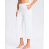 imageWomens Capri Pants with Pockets High Waist Yoga Pants Wide Leg Workout Crop Summer Pants for Casual Travel ExerciseWhite