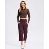 imageWomens Capri Pants with Pockets High Waist Yoga Pants Wide Leg Workout Crop Summer Pants for Casual Travel ExerciseWine