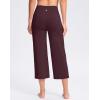 imageWomens Capri Pants with Pockets High Waist Yoga Pants Wide Leg Workout Crop Summer Pants for Casual Travel ExerciseWine