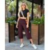 imageWomens Capri Pants with Pockets High Waist Yoga Pants Wide Leg Workout Crop Summer Pants for Casual Travel ExerciseWine