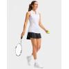 imageWomens Sleeveless Golf Shirt Zip Up Quick Dry Collared Tank Tops Racerback Tennis Athletic Polo Shirts for WomenAwhite