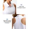 imageWomens Sleeveless Golf Shirt Zip Up Quick Dry Collared Tank Tops Racerback Tennis Athletic Polo Shirts for WomenAwhite