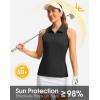 imageWomens Sleeveless Golf Shirt Zip Up Quick Dry Collared Tank Tops Racerback Tennis Athletic Polo Shirts for WomenBlack