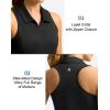 imageWomens Sleeveless Golf Shirt Zip Up Quick Dry Collared Tank Tops Racerback Tennis Athletic Polo Shirts for WomenBlack
