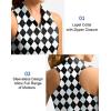imageWomens Sleeveless Golf Shirt Zip Up Quick Dry Collared Tank Tops Racerback Tennis Athletic Polo Shirts for WomenBlack Blue Argyle