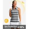 imageWomens Sleeveless Golf Shirt Zip Up Quick Dry Collared Tank Tops Racerback Tennis Athletic Polo Shirts for WomenBlack Blue Argyle
