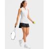 imageWomens Sleeveless Golf Shirt Zip Up Quick Dry Collared Tank Tops Racerback Tennis Athletic Polo Shirts for WomenBlack Dot
