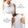 imageWomens Sleeveless Golf Shirt Zip Up Quick Dry Collared Tank Tops Racerback Tennis Athletic Polo Shirts for WomenBlack Dot