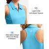 imageWomens Sleeveless Golf Shirt Zip Up Quick Dry Collared Tank Tops Racerback Tennis Athletic Polo Shirts for WomenBlue