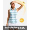 imageWomens Sleeveless Golf Shirt Zip Up Quick Dry Collared Tank Tops Racerback Tennis Athletic Polo Shirts for WomenBlue Plaid
