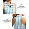imageWomens Sleeveless Golf Shirt Zip Up Quick Dry Collared Tank Tops Racerback Tennis Athletic Polo Shirts for WomenBlue Plaid