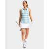 imageWomens Sleeveless Golf Shirt Zip Up Quick Dry Collared Tank Tops Racerback Tennis Athletic Polo Shirts for WomenBlue Plaid