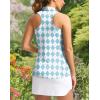 imageWomens Sleeveless Golf Shirt Zip Up Quick Dry Collared Tank Tops Racerback Tennis Athletic Polo Shirts for WomenBlue Plaid
