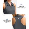 imageWomens Sleeveless Golf Shirt Zip Up Quick Dry Collared Tank Tops Racerback Tennis Athletic Polo Shirts for WomenDark Grey