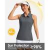 imageWomens Sleeveless Golf Shirt Zip Up Quick Dry Collared Tank Tops Racerback Tennis Athletic Polo Shirts for WomenDark Grey