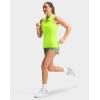 imageWomens Sleeveless Golf Shirt Zip Up Quick Dry Collared Tank Tops Racerback Tennis Athletic Polo Shirts for WomenFluorescent Green