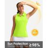 imageWomens Sleeveless Golf Shirt Zip Up Quick Dry Collared Tank Tops Racerback Tennis Athletic Polo Shirts for WomenFluorescent Green