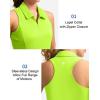 imageWomens Sleeveless Golf Shirt Zip Up Quick Dry Collared Tank Tops Racerback Tennis Athletic Polo Shirts for WomenFluorescent Green